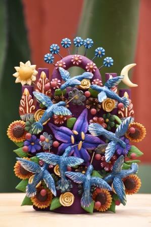 Arbol de la vida Colibris pintado a mano con vividos colores 
