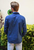 Camisa para hombre azul tejida en telar de cintura